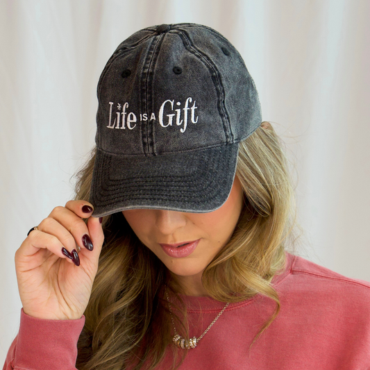 Life is a Gift Vintage Embroidered Hat
