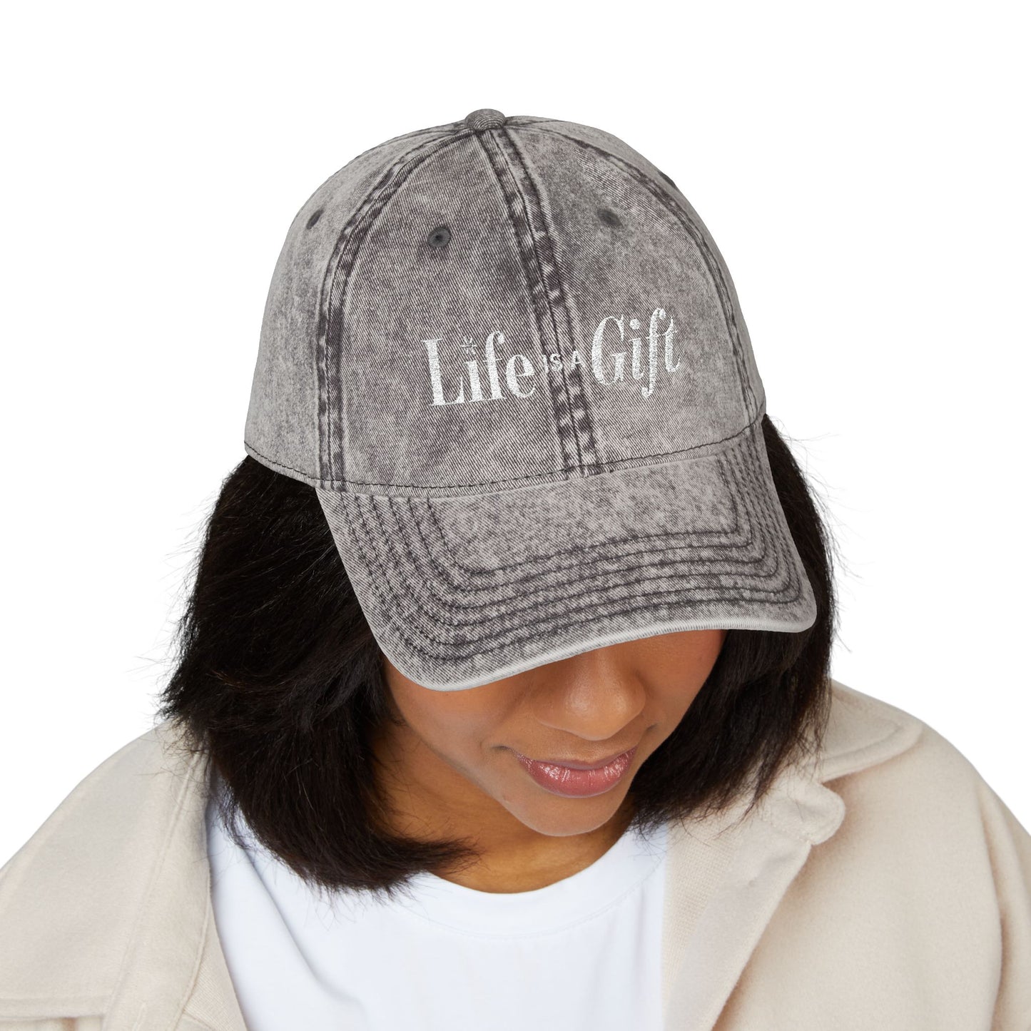 Life is a Gift Vintage Embroidered Hat