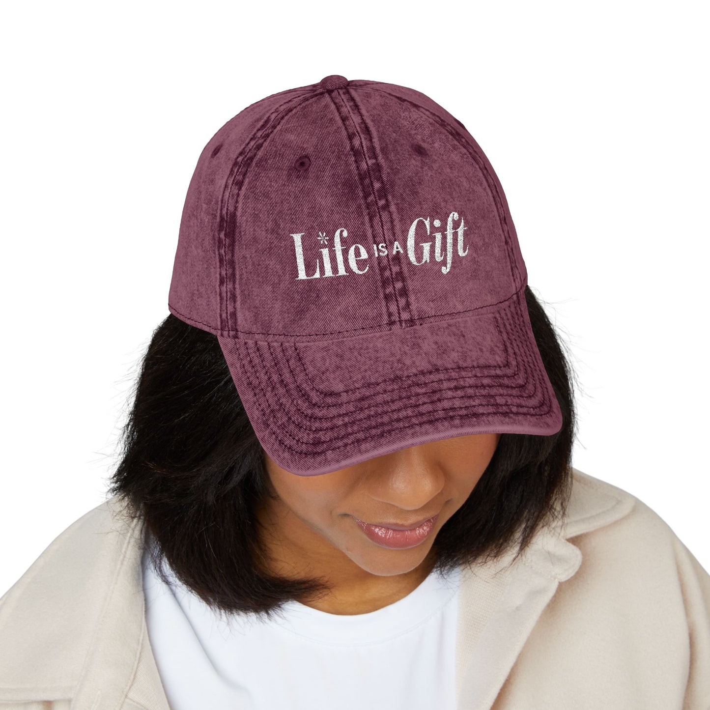 Life is a Gift Vintage Embroidered Hat