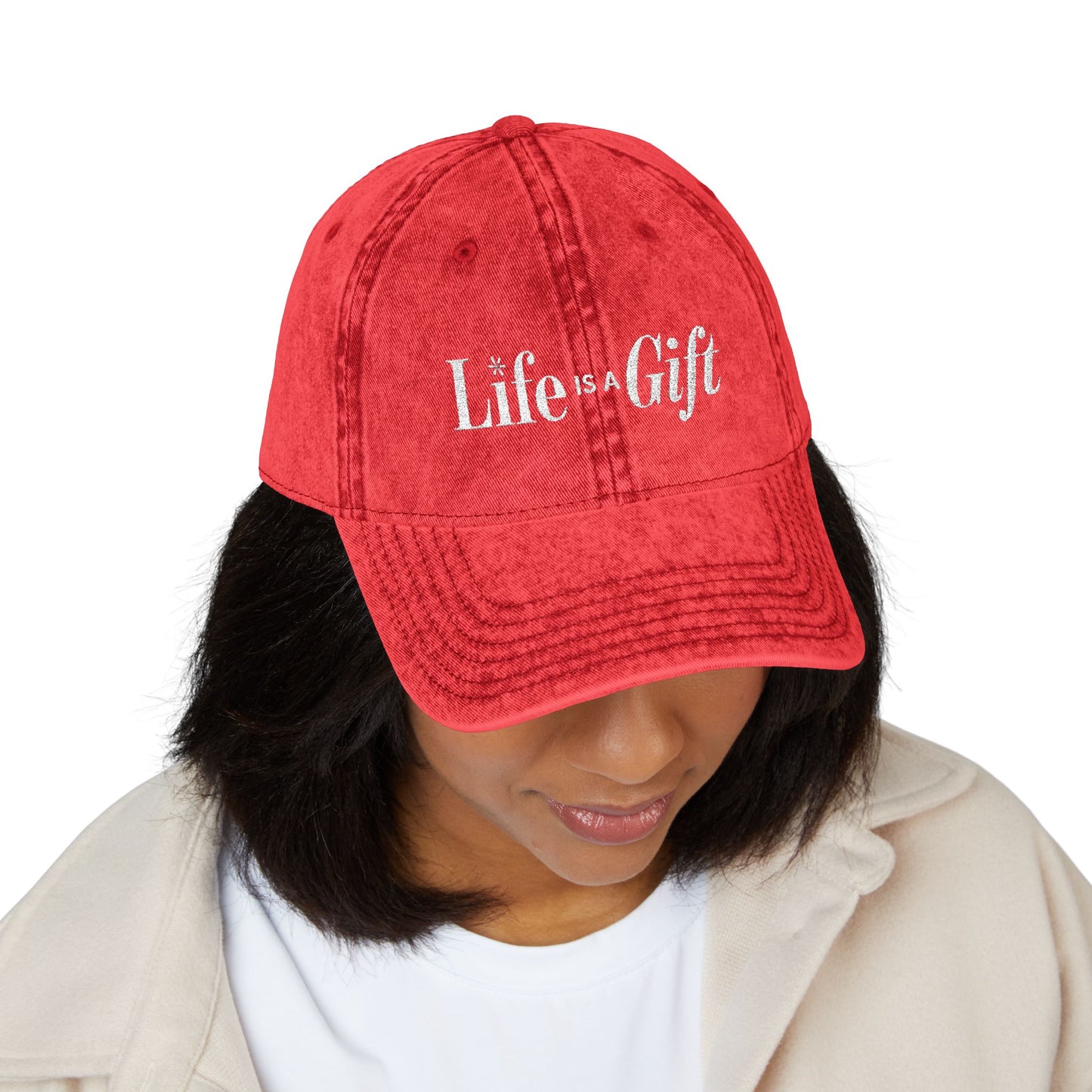 Life is a Gift Vintage Embroidered Hat