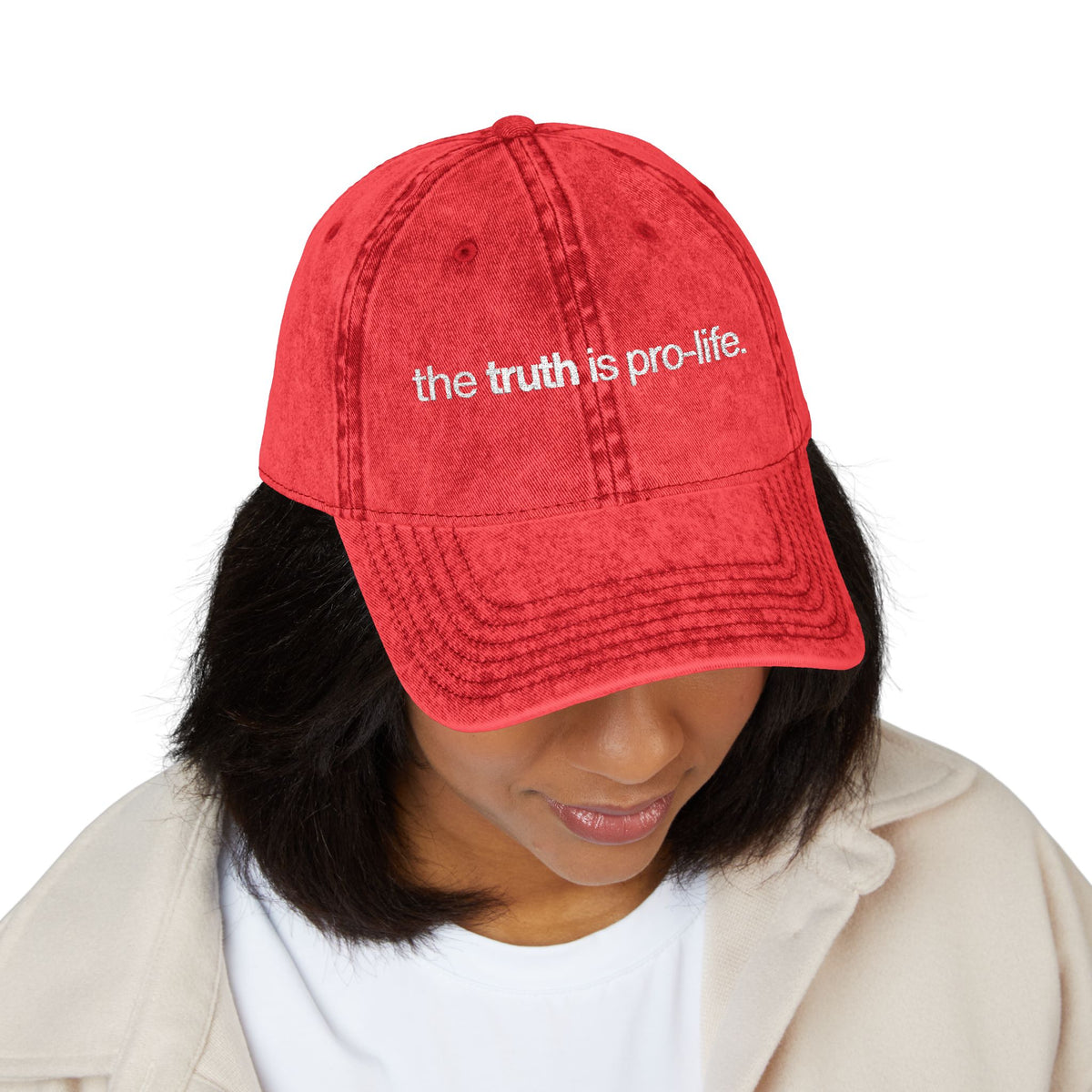 the truth is pro-life - Embroidered Vintage Cap