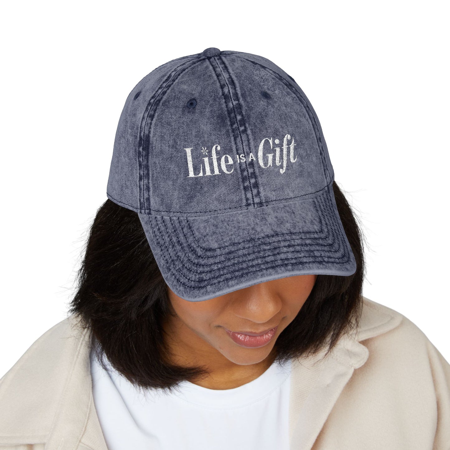 Life is a Gift Vintage Embroidered Hat