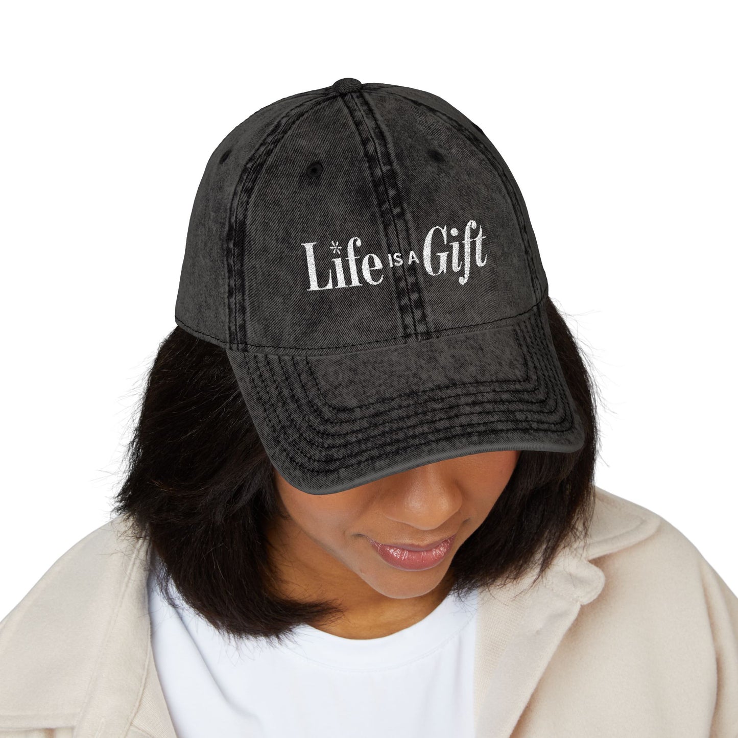 Life is a Gift Vintage Embroidered Hat